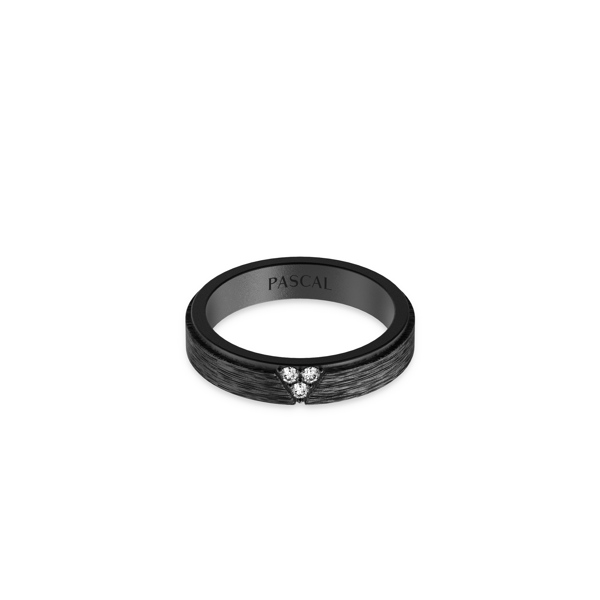 Trinity Diamond Promise Ring in black titanium with three brilliant white diamonds#color_black-titanium-white-diamonds