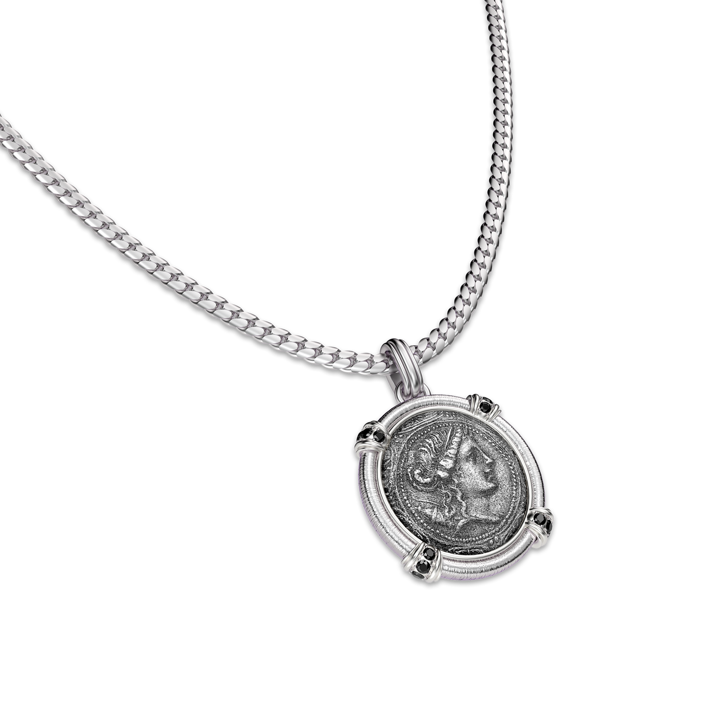 Ciondolo con moneta 'The Great Civitas' Artemis, diamante nero