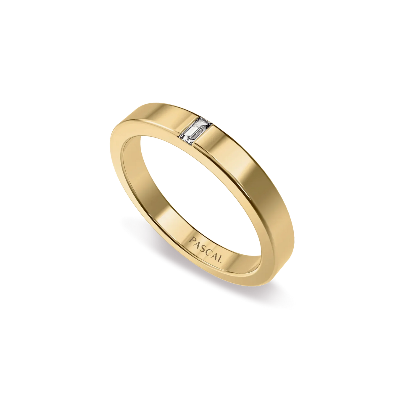 Minimalist gold band promise ring with white lab-grown diamond center