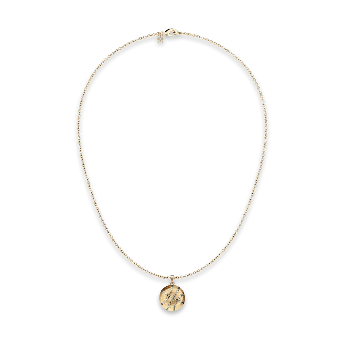 'The Basketball' Crooked Ball Pendant, White Diamond Pavé