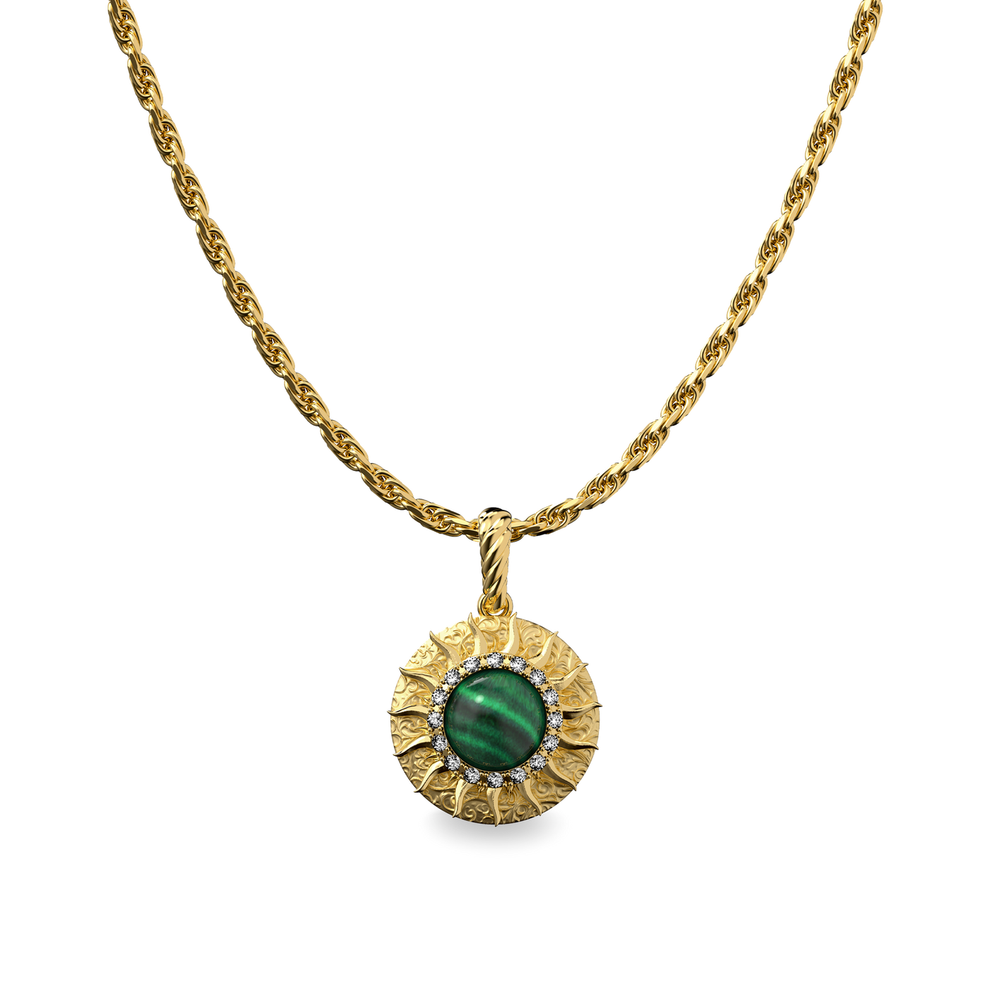 'The Spiritual' Sun Pendant, White Diamond Halo