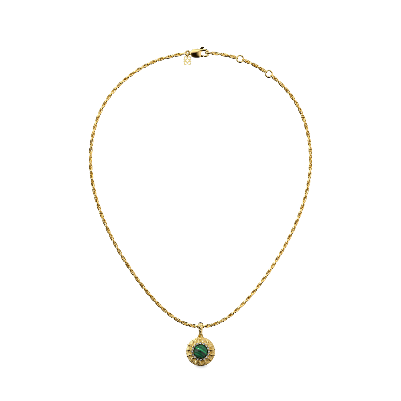 'The Spiritual' Sun Pendant, White Diamond Halo