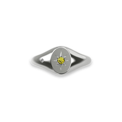 North Star Birthstone Signet Ring