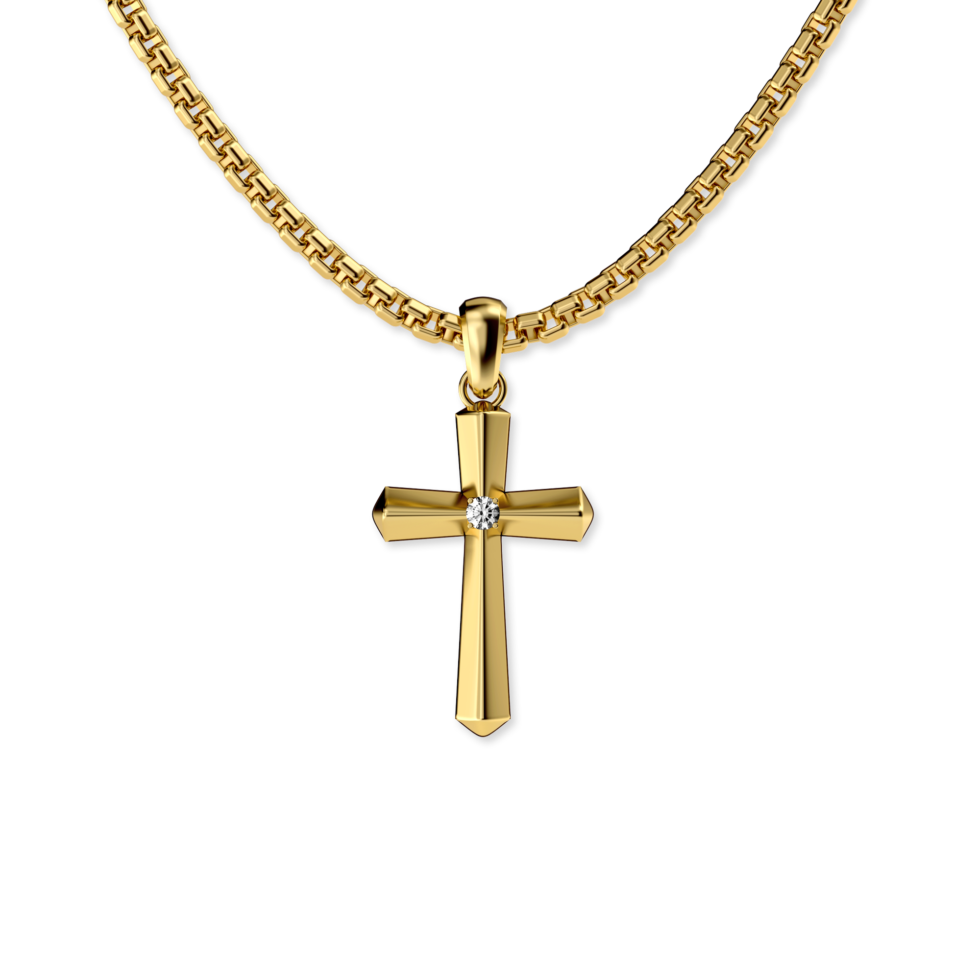 Cross Amulet Pendant, White Diamond - PASCAL#color_18k-yellow-gold-vermeil-white-diamond