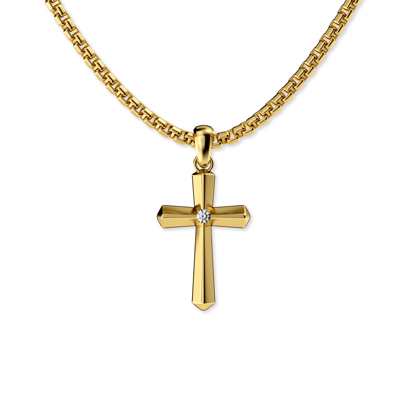 Cross Amulet Pendant, White Diamond - PASCAL#color_18k-yellow-gold-vermeil-white-diamond
