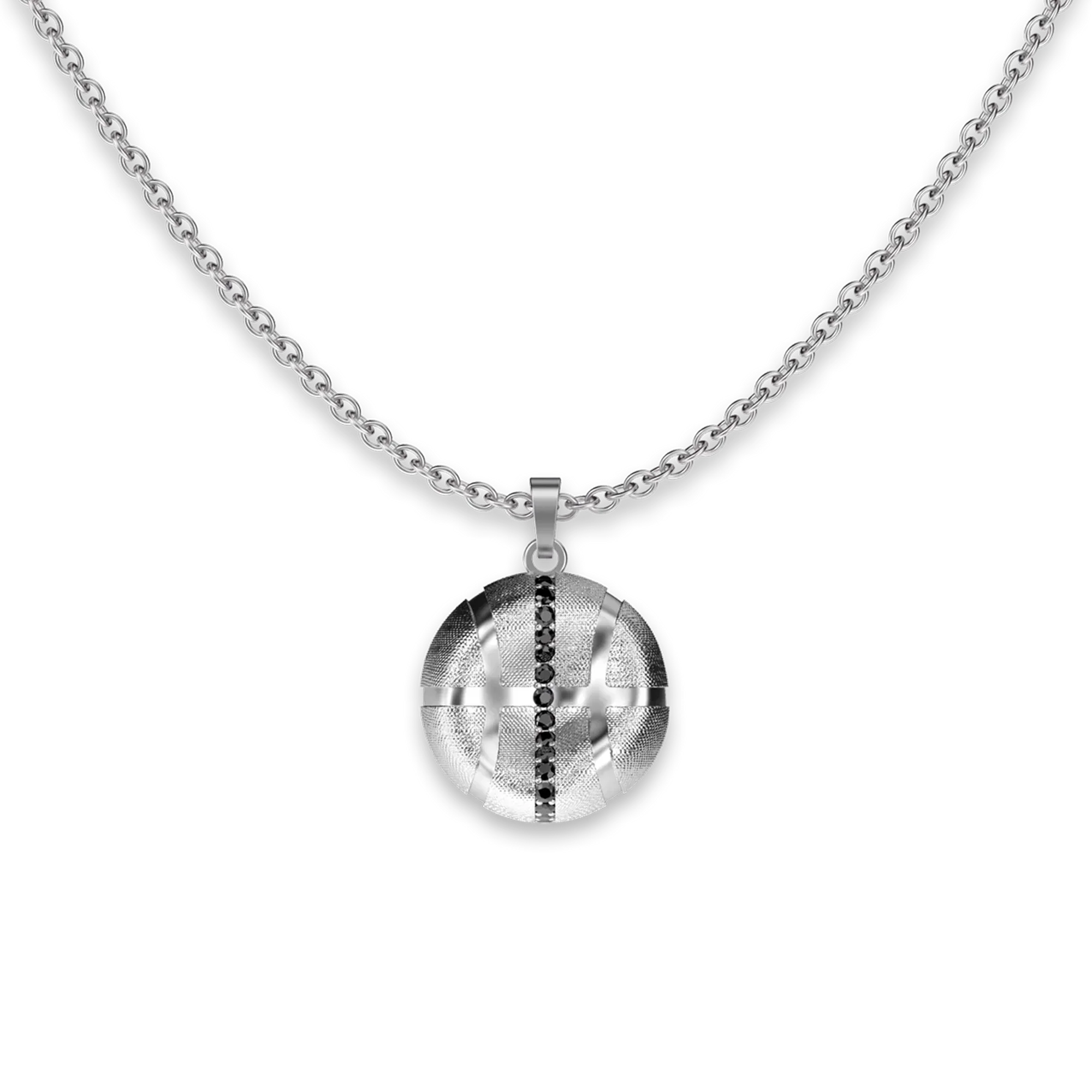 The Basketball Leaking Ball Linear Diamond Pendant, Black Diamond - PASCAL