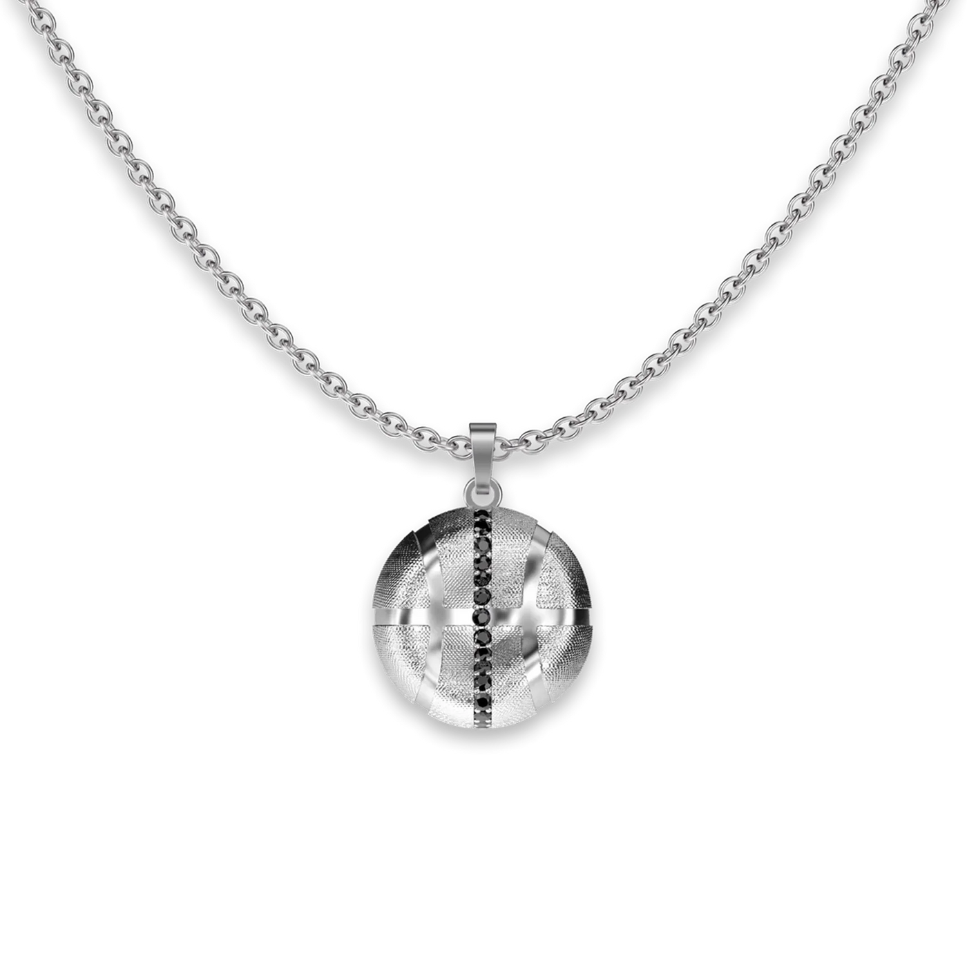The Basketball Leaking Ball Linear Diamond Pendant, Black Diamond - PASCAL