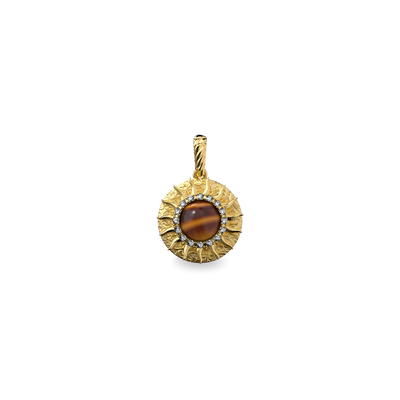 The Spiritual Sun Pendant, White Diamond Halo - PASCAL#color_18k-yellow-gold-vermeil-white-diamond-tigerite
