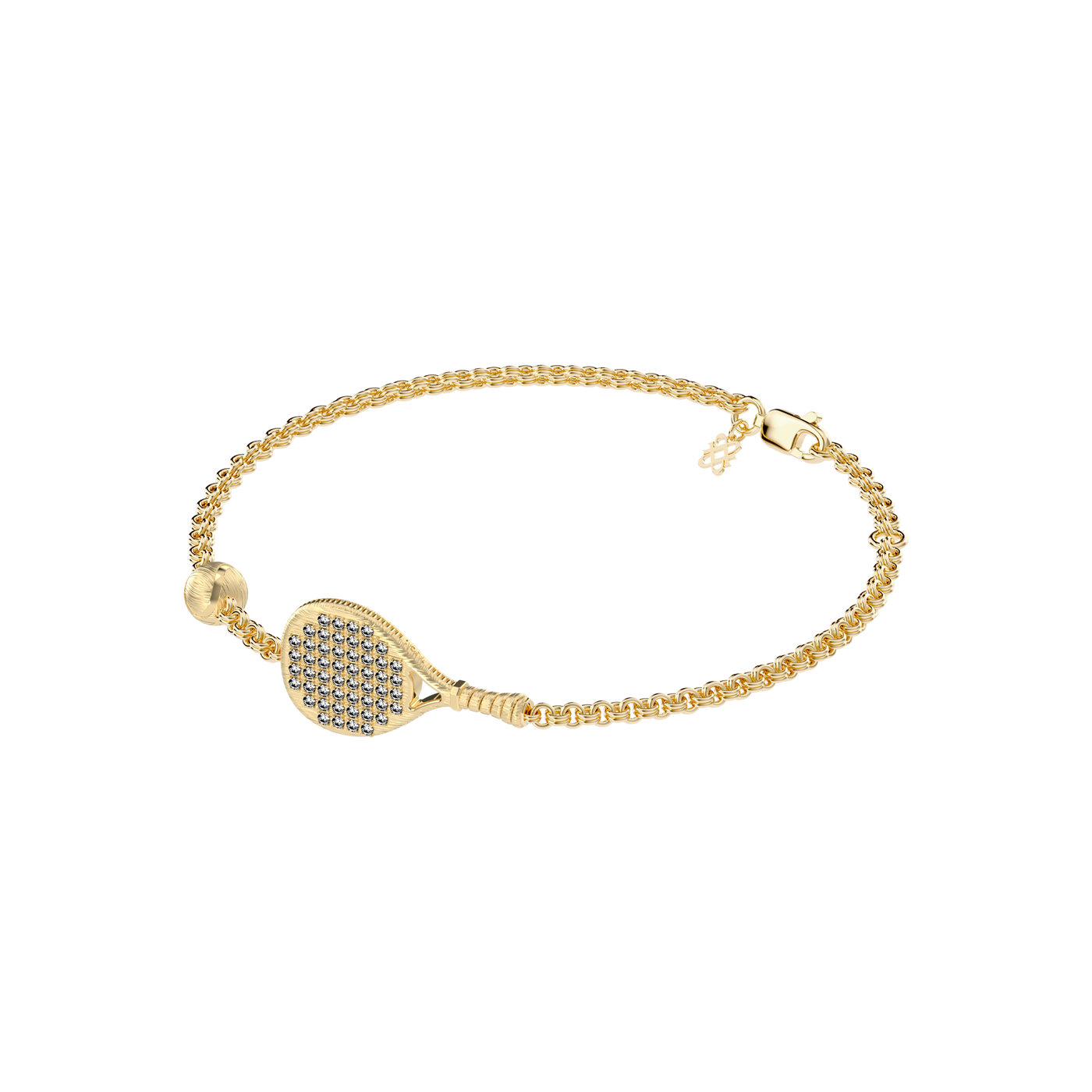 Braccialetto racchetta 'The Padel', pavé di diamanti bianchi