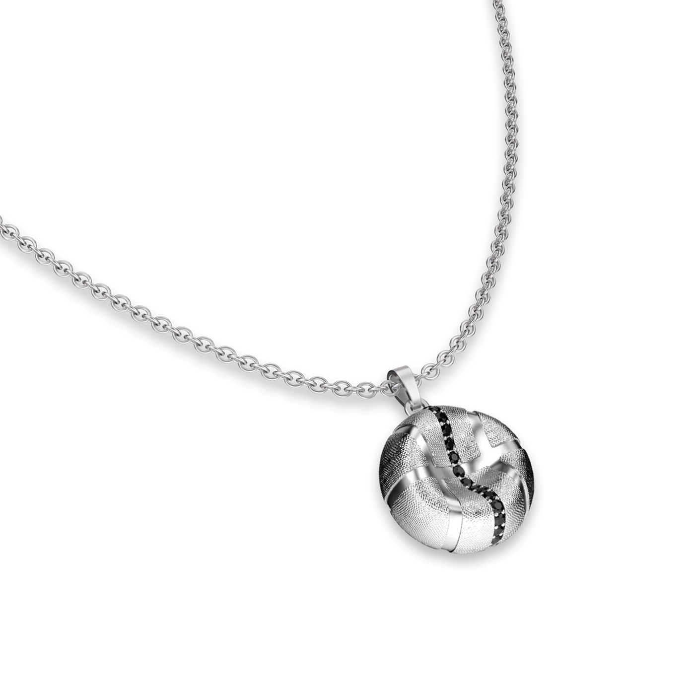 'Il Pallone da Basket' Ciondolo a Diamante Lineare a Perdita, Diamante Nero