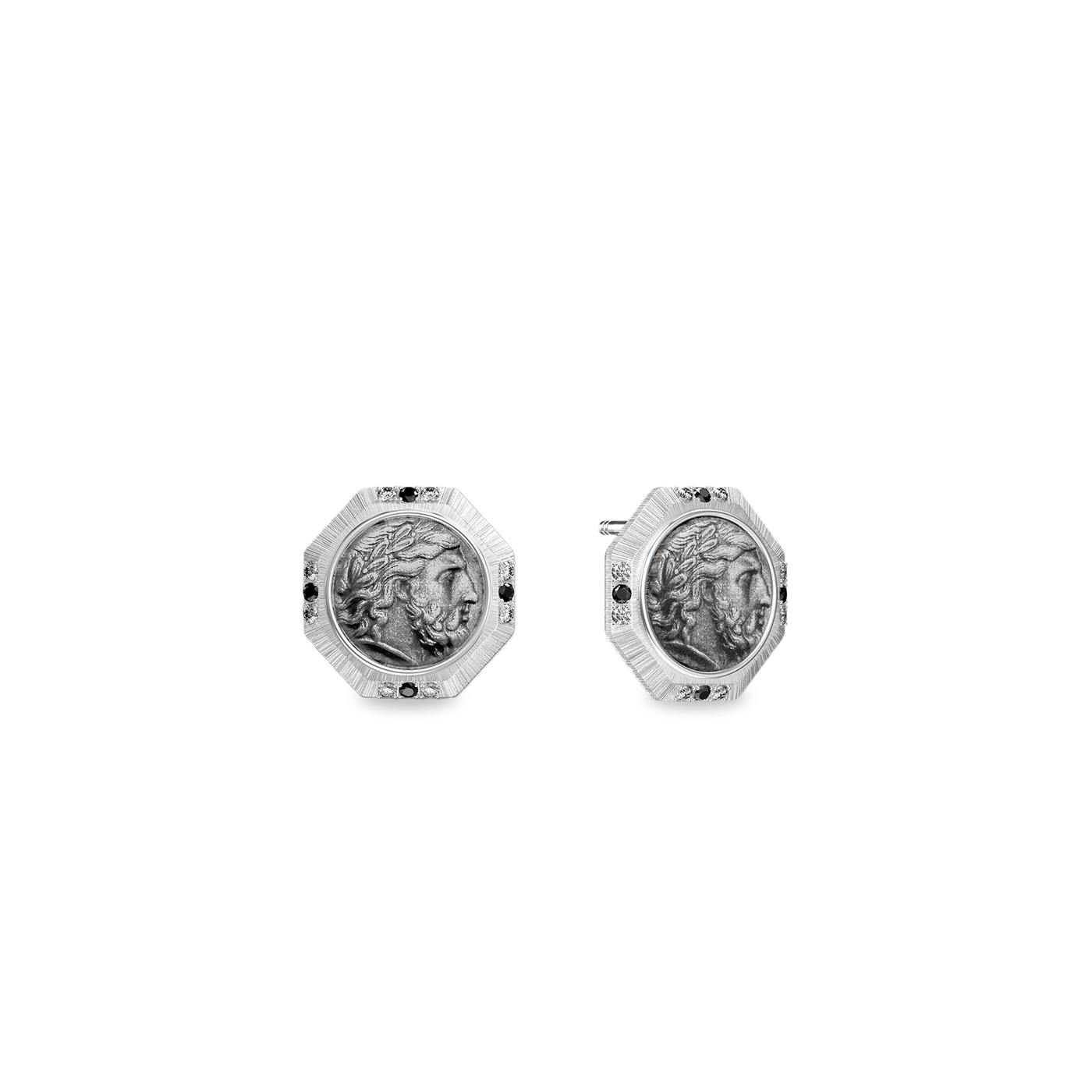 Boucles d'oreilles pièce Zeus 'The Great Civitas', diamant noir