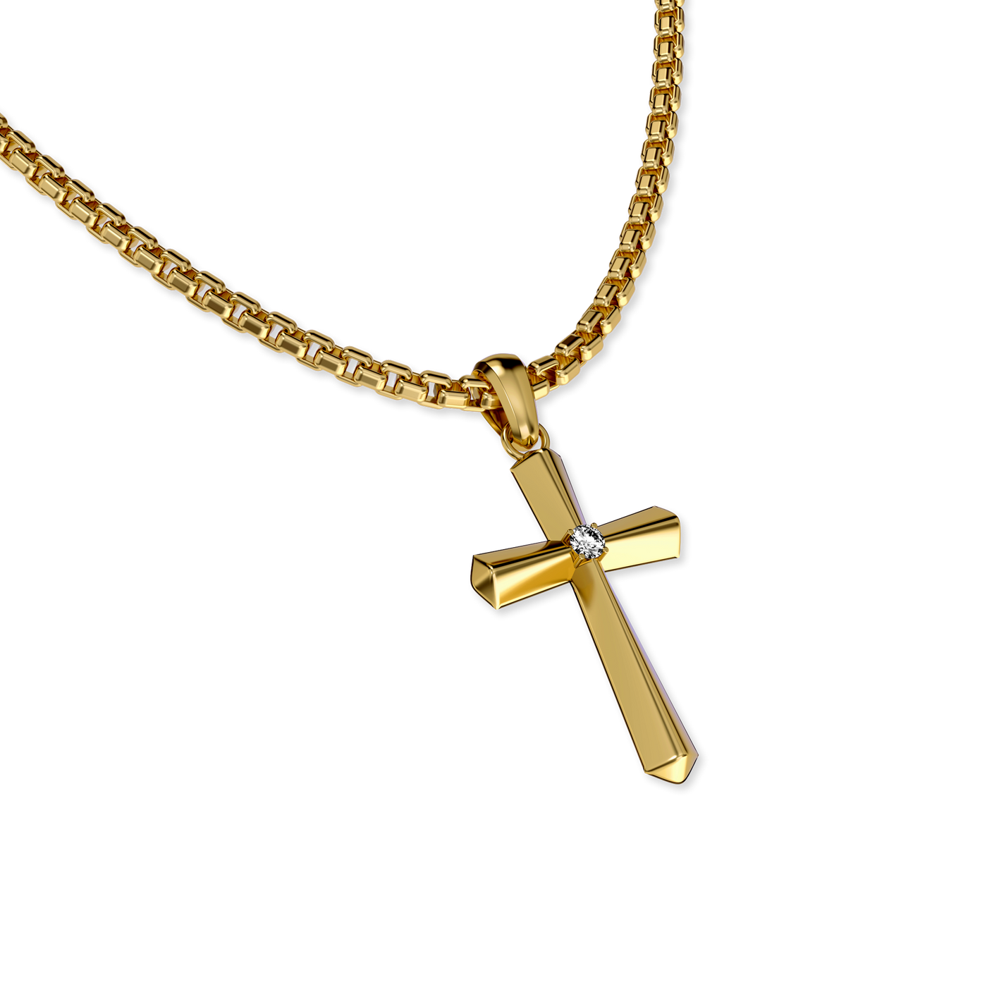 Colgante Amuleto Cruz, Diamante Blanco