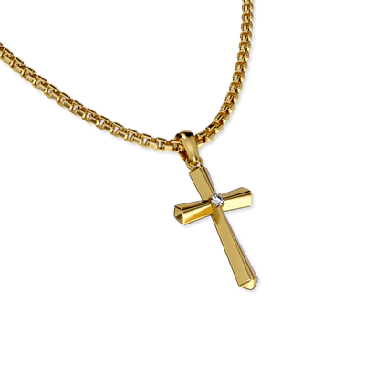 Colgante Amuleto Cruz, Diamante Blanco