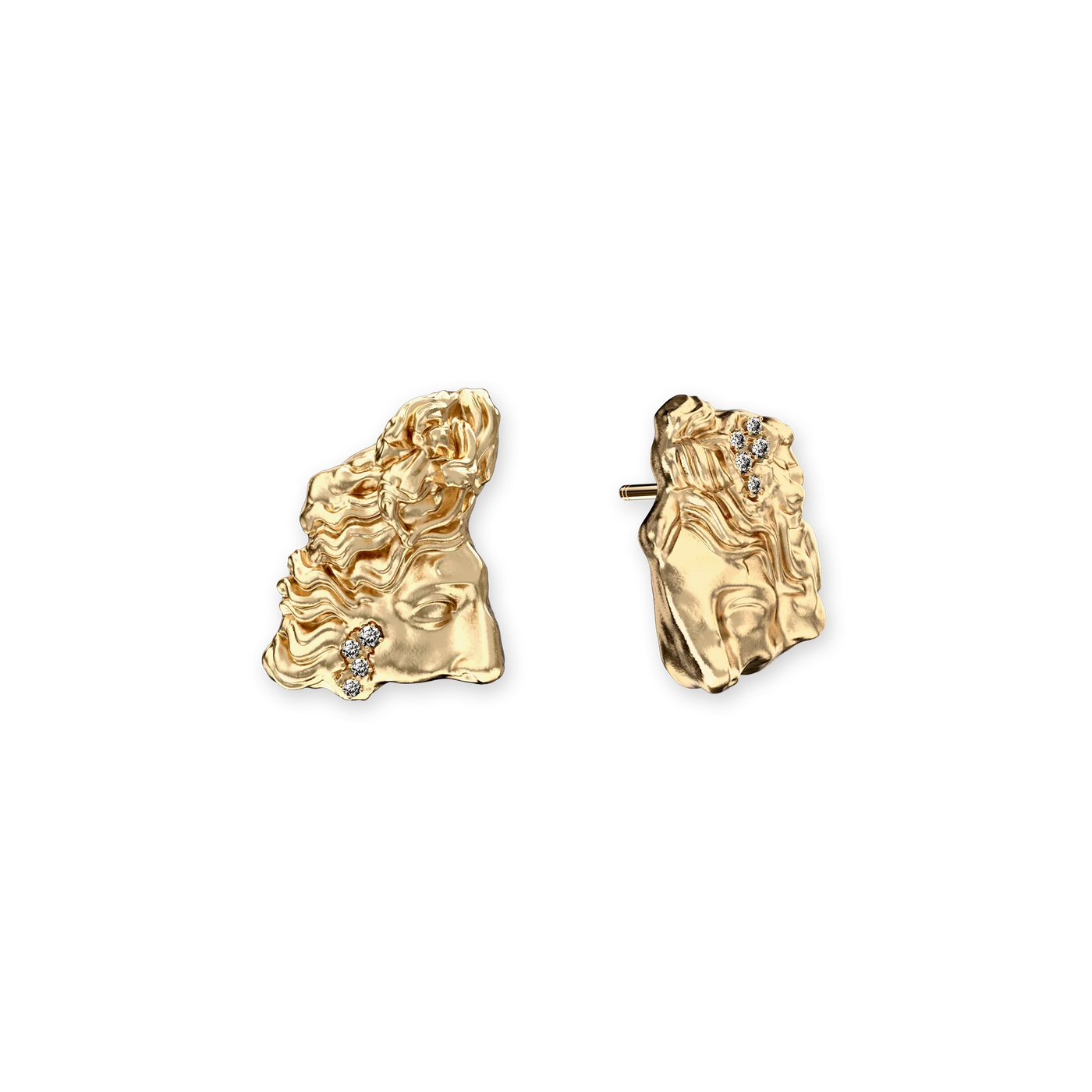'Olympus' Apollo Statue Earrings, White Diamond