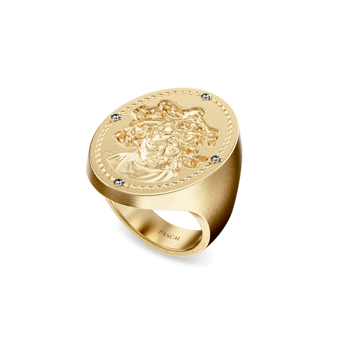 Anello sigillo Medus di 'Olympus', diamante bianco