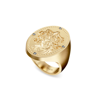 Anello sigillo Medus di 'Olympus', diamante bianco