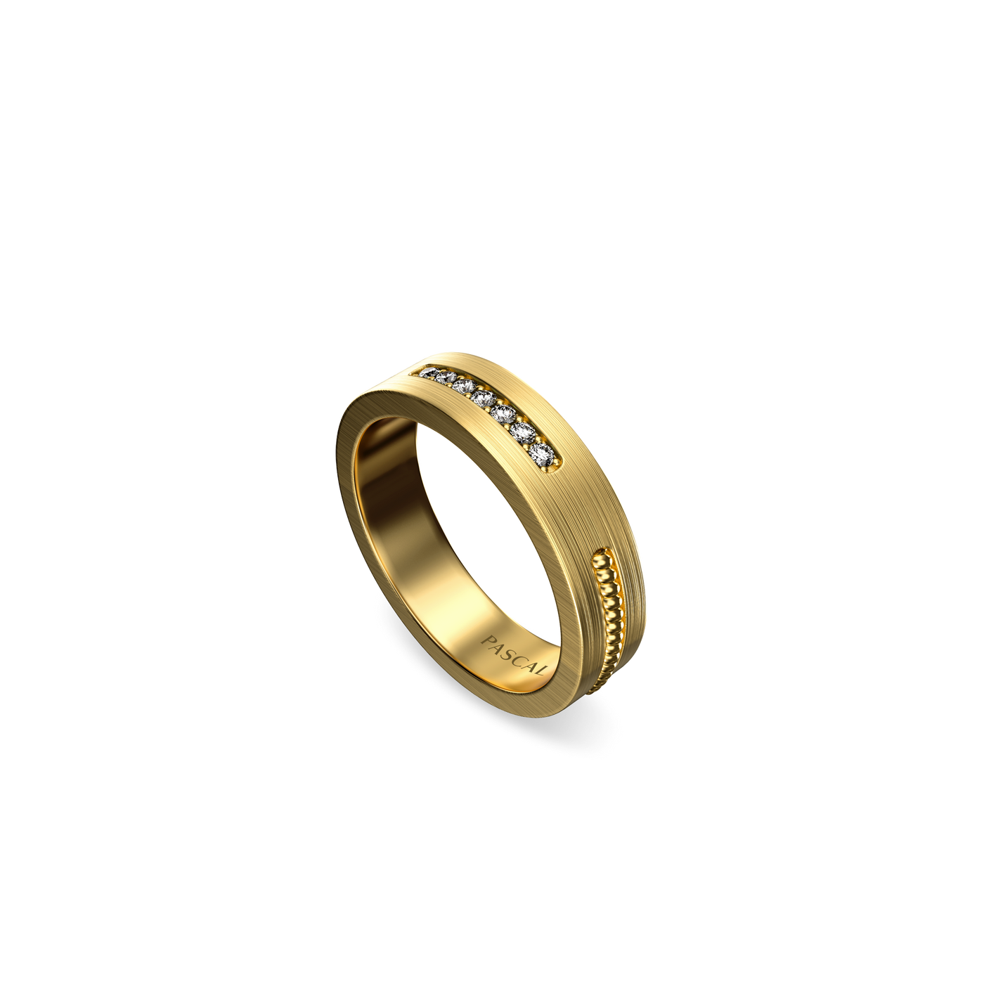 Twisted Track Band Ring, White Diamond