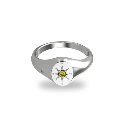 North Star Birthstone Signet Ring