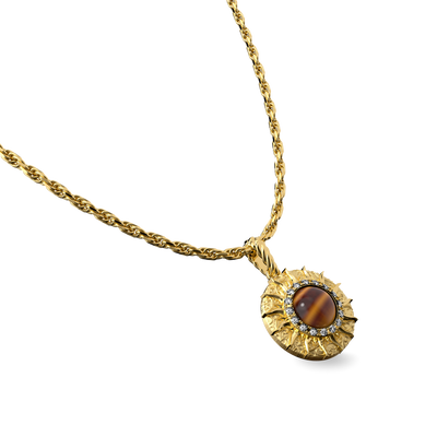'The Spiritual' Sun Pendant, White Diamond Halo