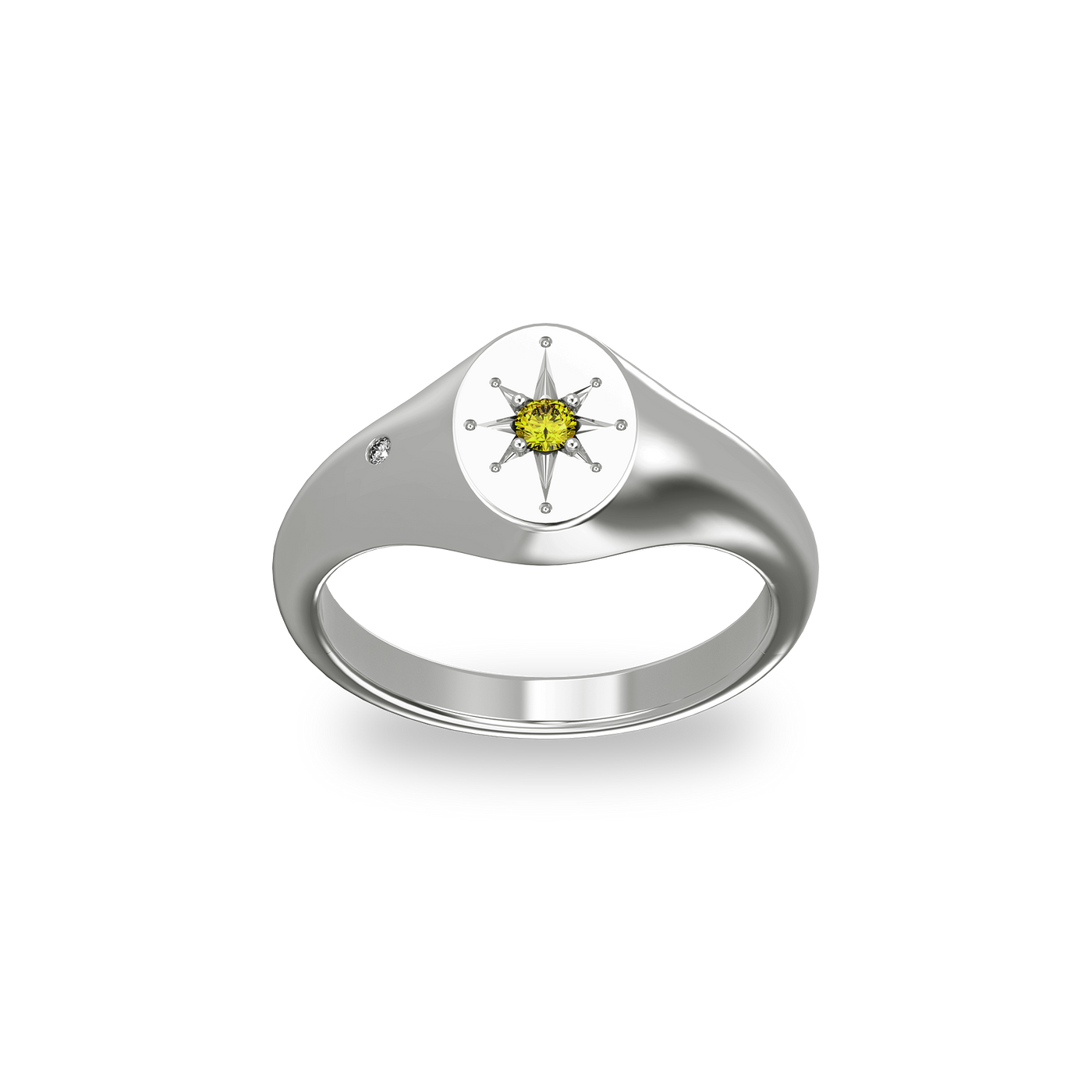 North Star Birthstone Signet Ring