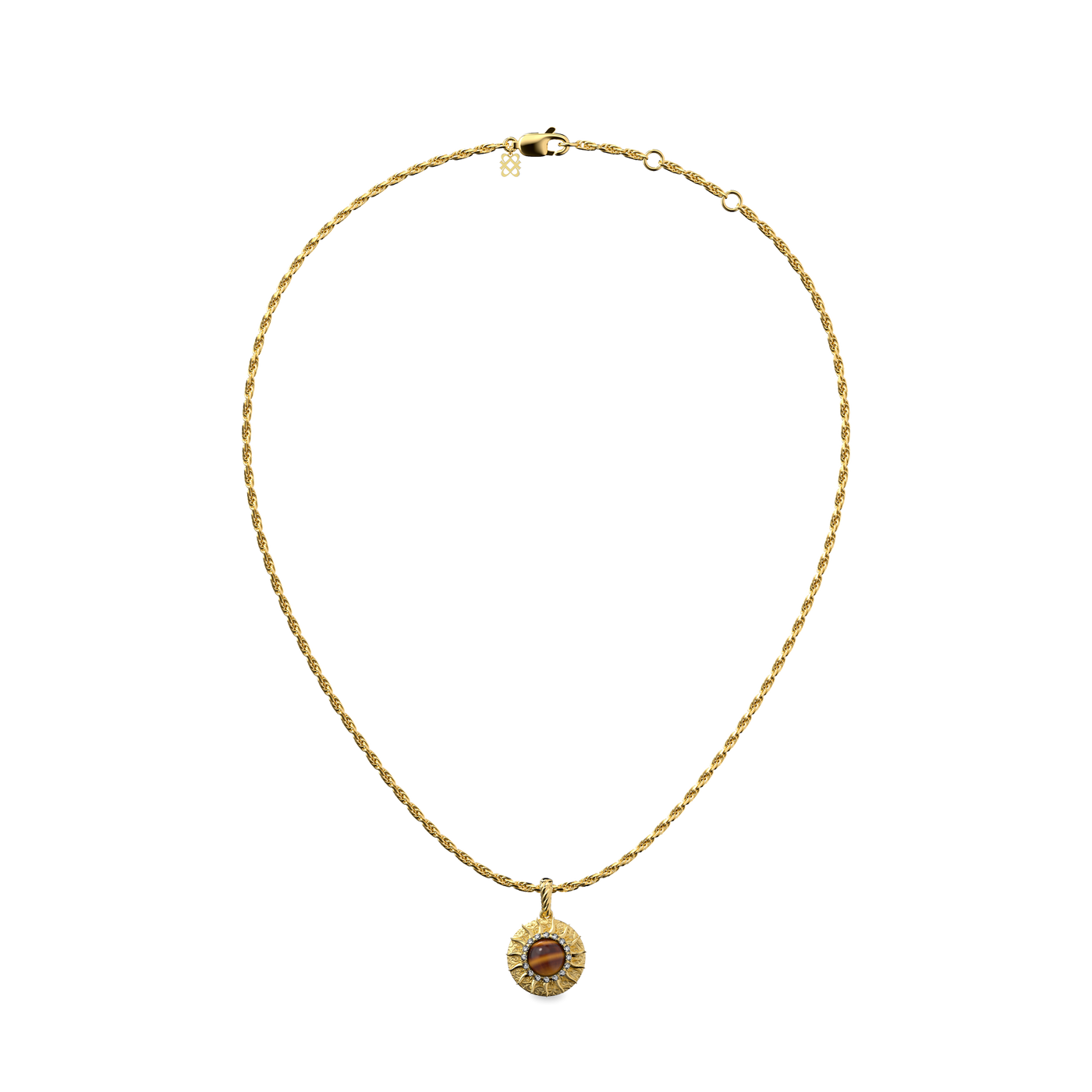 'The Spiritual' Sun Pendant, White Diamond Halo