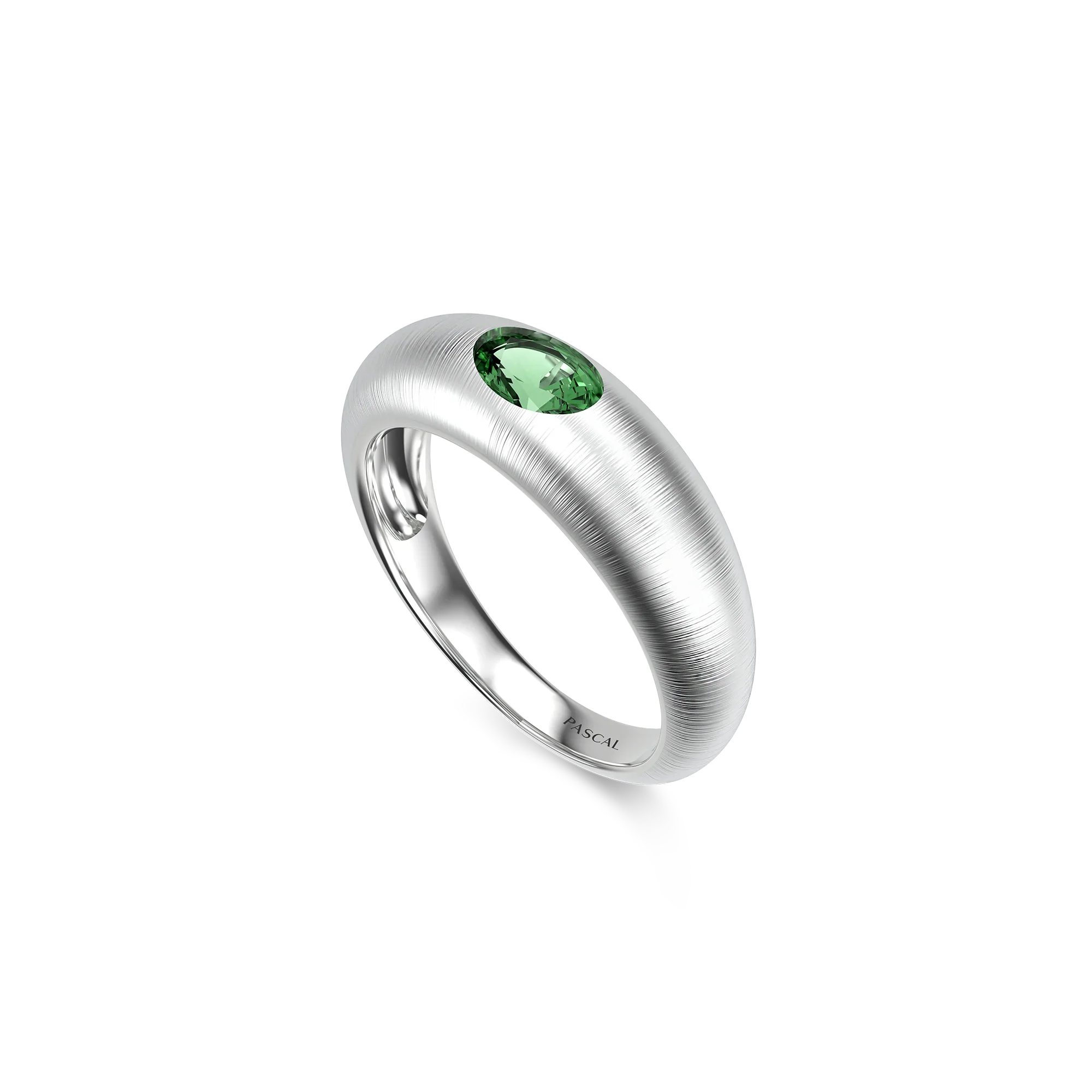 Green Gemstone Promise Ring - 18K White Gold Vermeil Oval Cut
