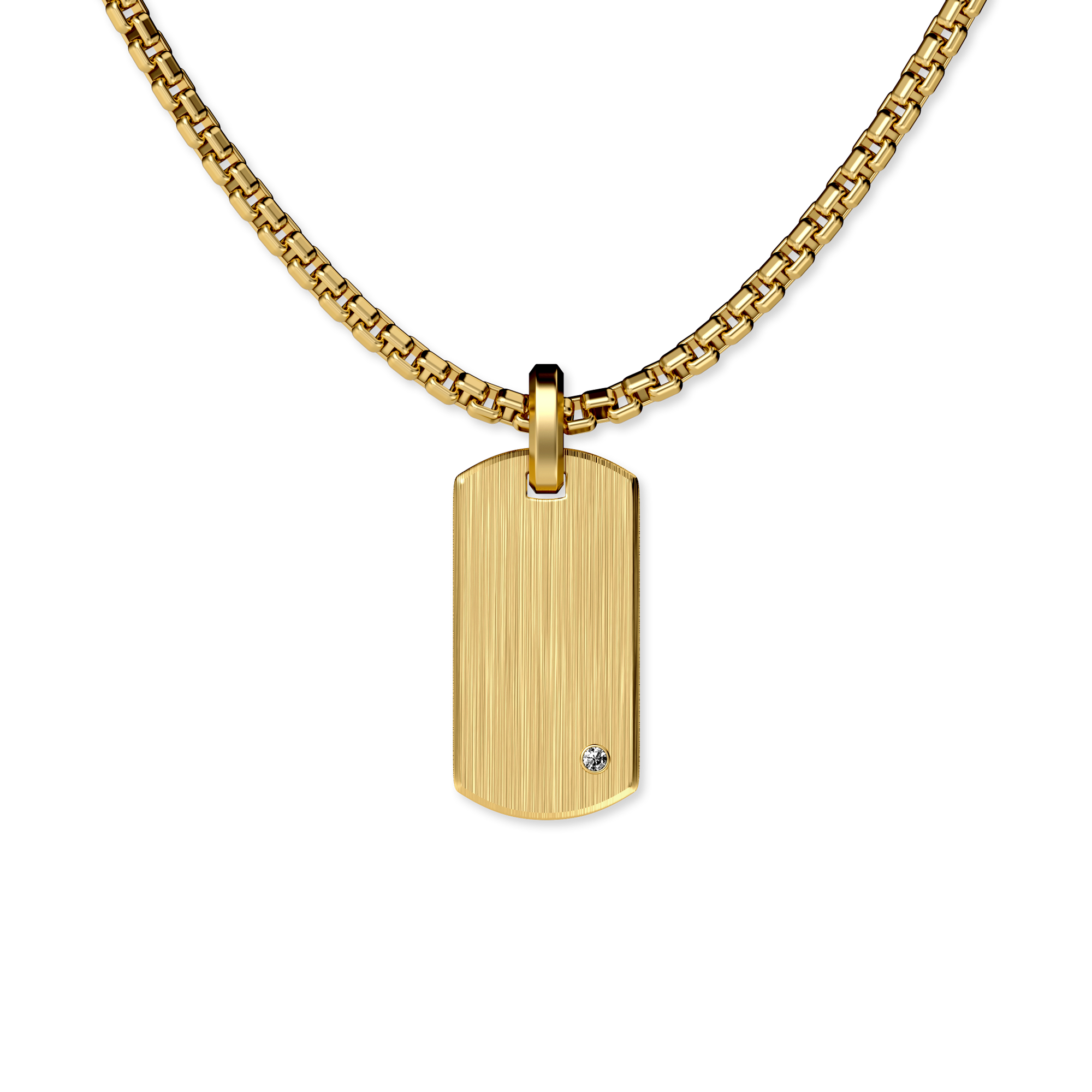 Dog Tag Pendant, White Diamond - PASCAL