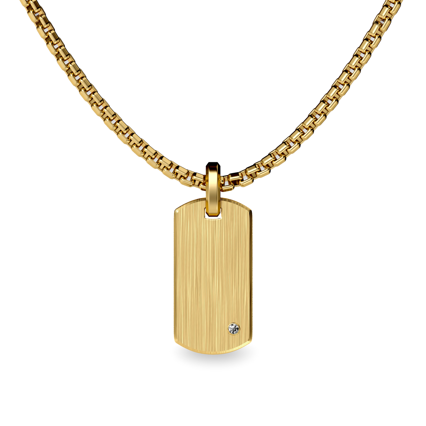 Dog Tag Pendant, White Diamond - PASCAL