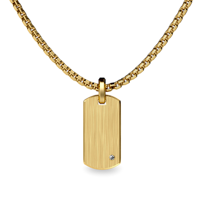 Dog Tag Pendant, White Diamond - PASCAL