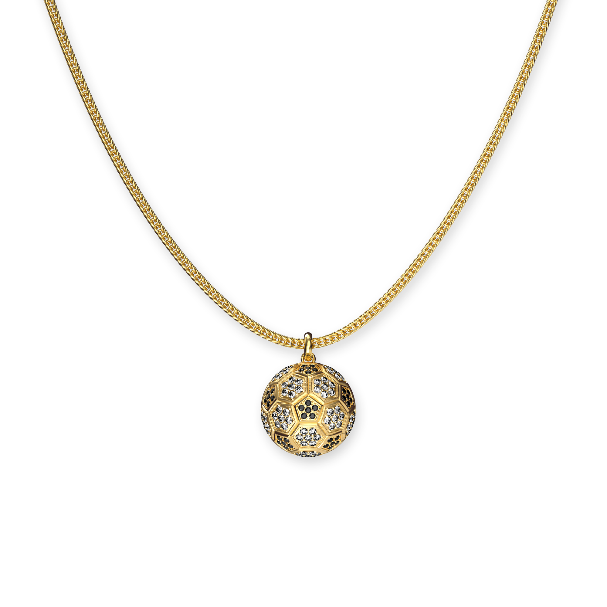 The Soccer Pendant, Black Diamond Pavé - PASCAL#color_18k-yellow-gold-vermeil-black-white-diamond