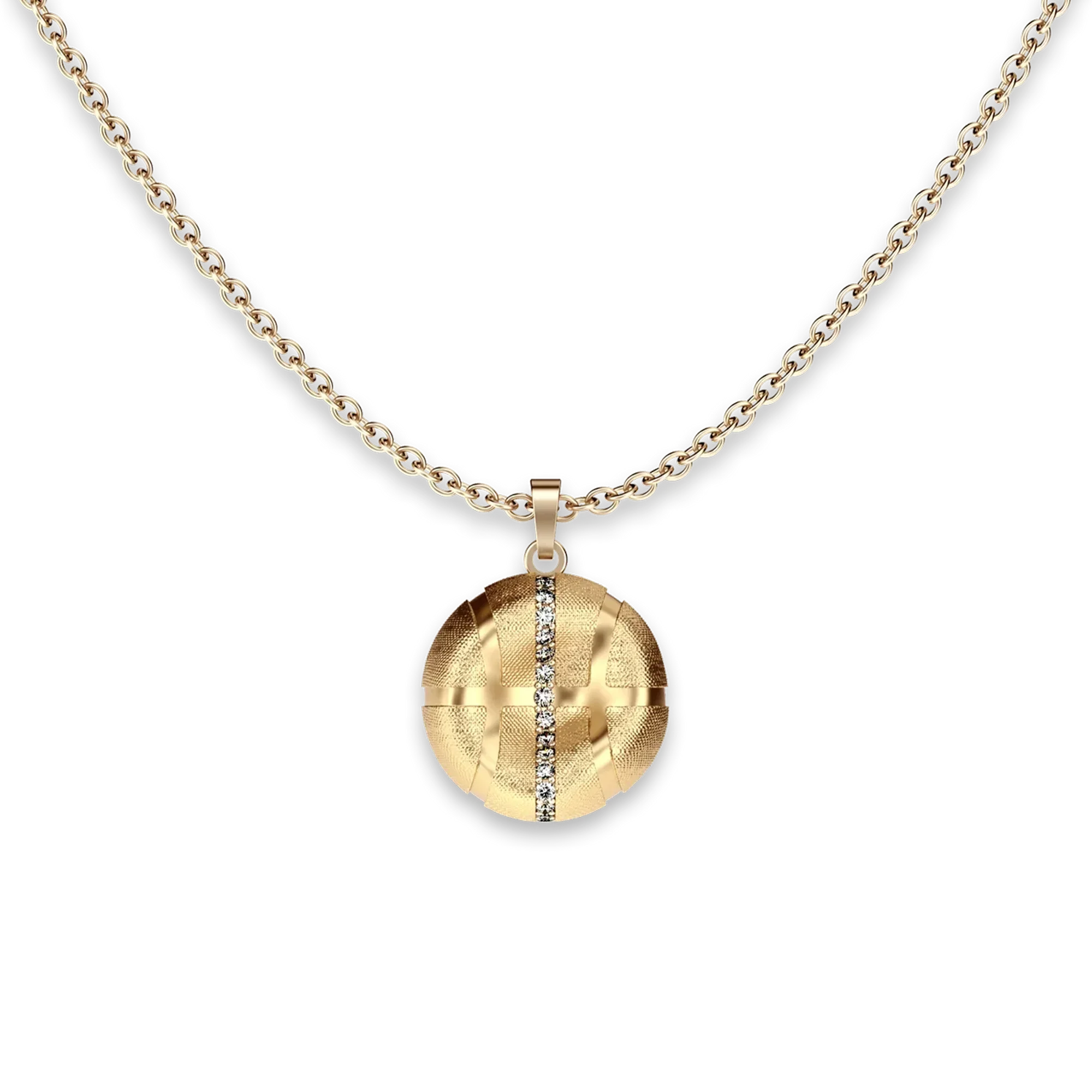 The Basketball Leaking Ball Linear Diamond Pendant, White Diamond - PASCAL