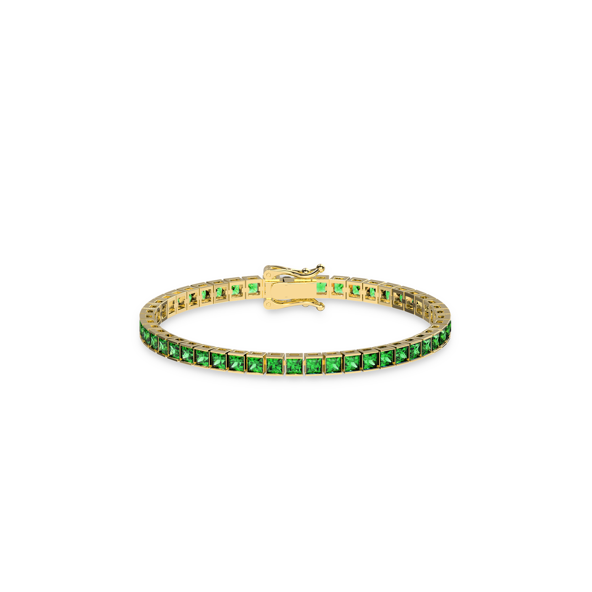 Quadrum Gemstone Tennis Bracelet- PASCAL#color_18k-yellow-gold-plated-green-gemstone-3-mm