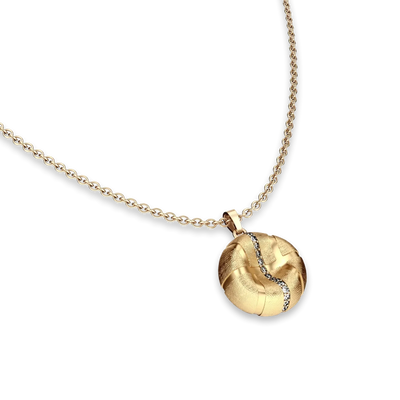 'The Basketball' Leaking Ball Linear Diamond Pendant, White Diamond