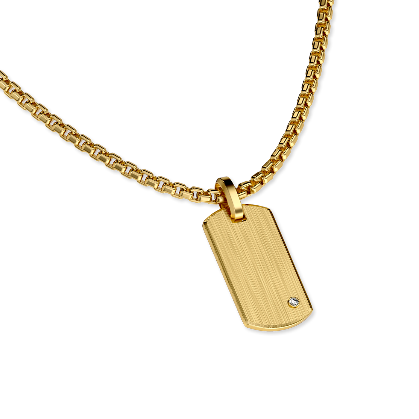 Pendente de Placa de Identificação, Diamante Branco