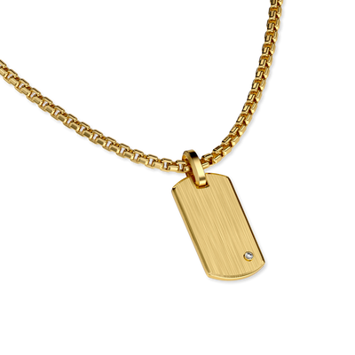 Pendente de Placa de Identificação, Diamante Branco