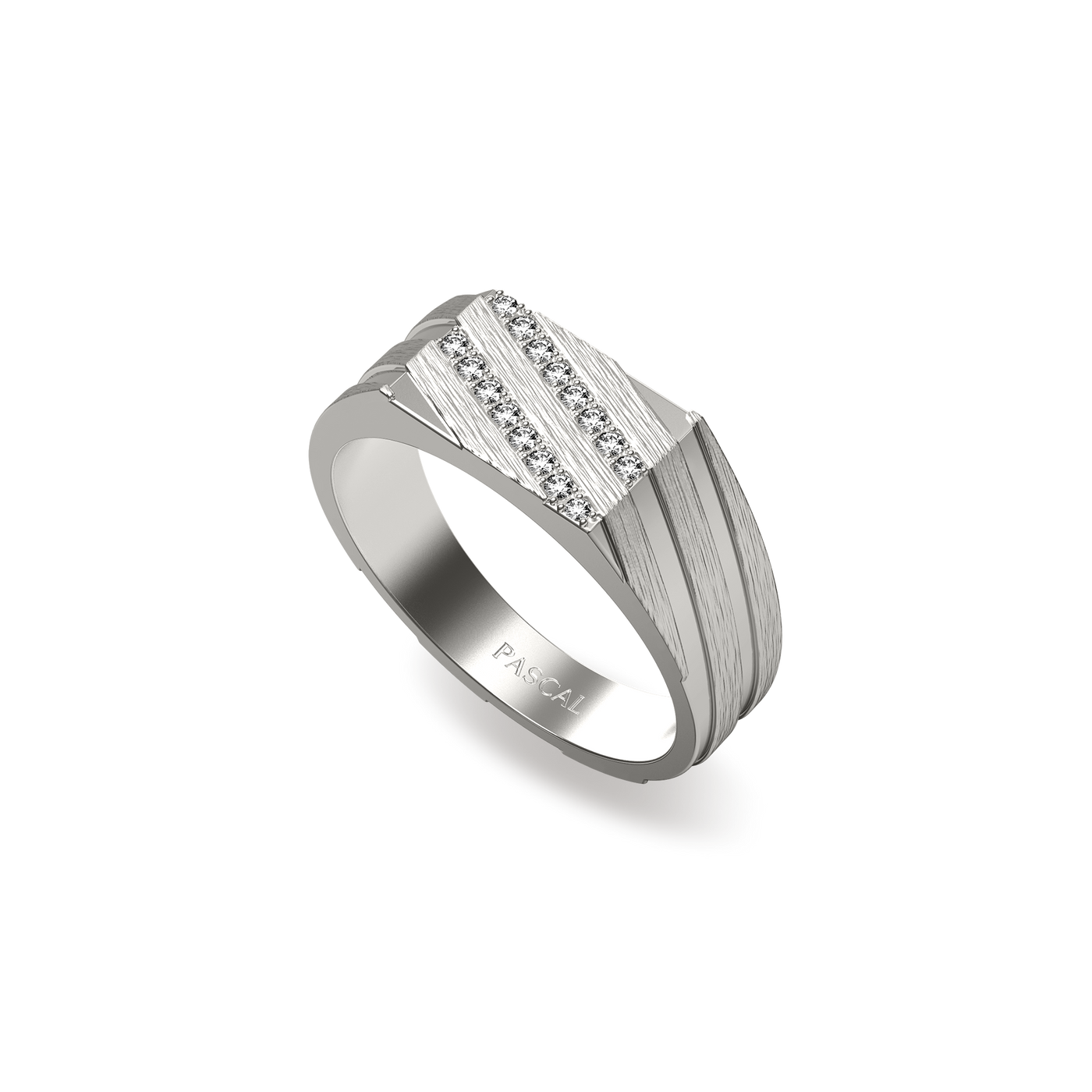 Geo Spiral Diamond Signet Ring