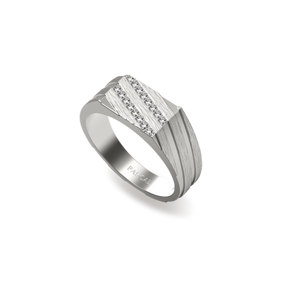 Geo Spiral Diamond Signet Ring