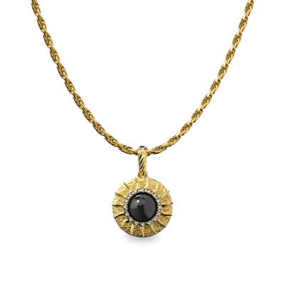 'The Spiritual' Sun Pendant, White Diamond Halo