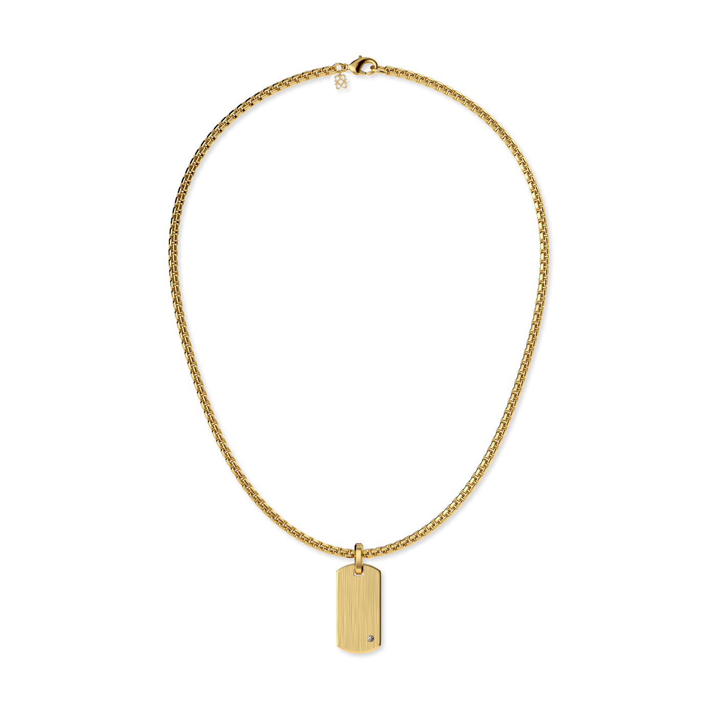 Pendente de Placa de Identificação, Diamante Branco