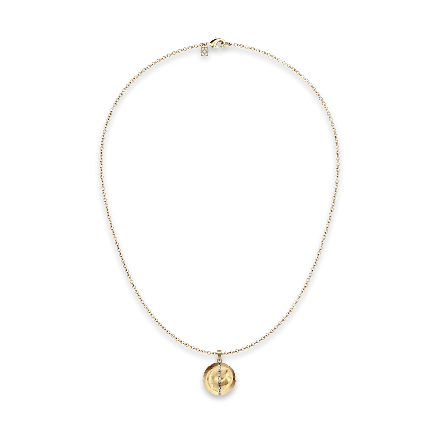 'The Basketball' Leaking Ball Linear Diamond Pendant, White Diamond