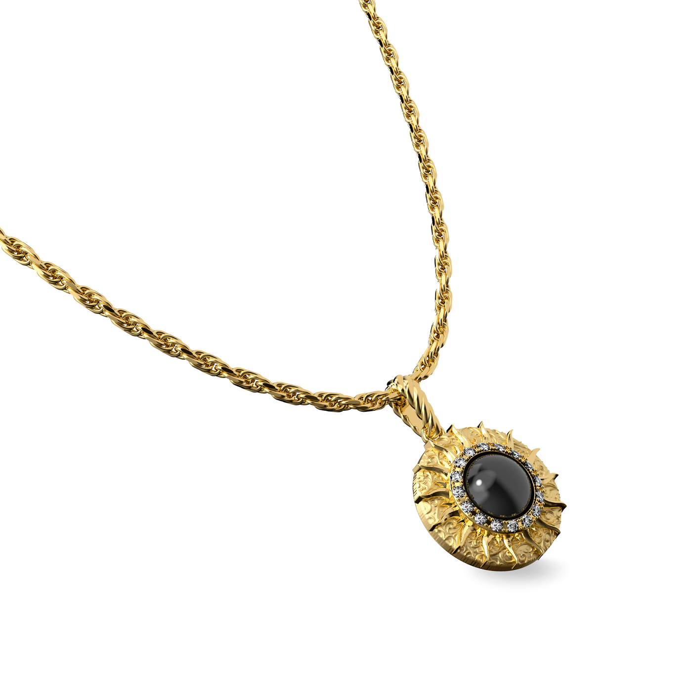 'The Spiritual' Sun Pendant, White Diamond Halo