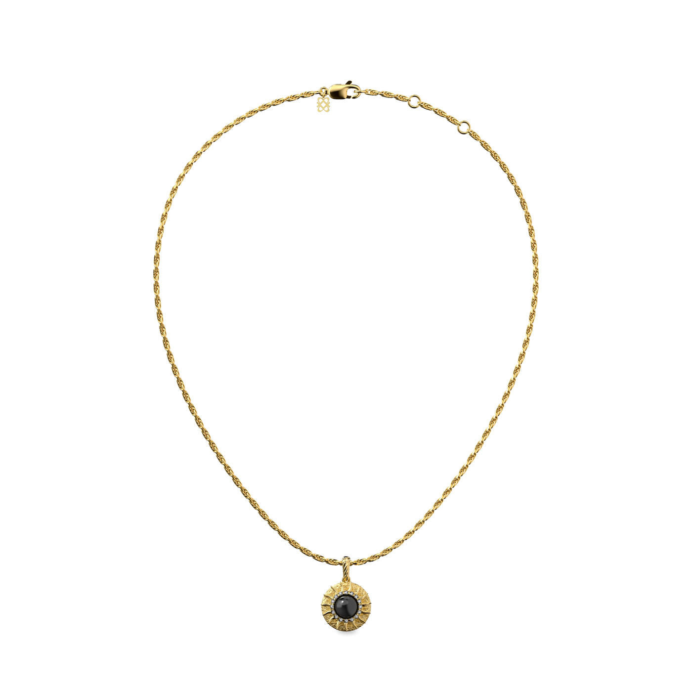 'The Spiritual' Sun Pendant, White Diamond Halo