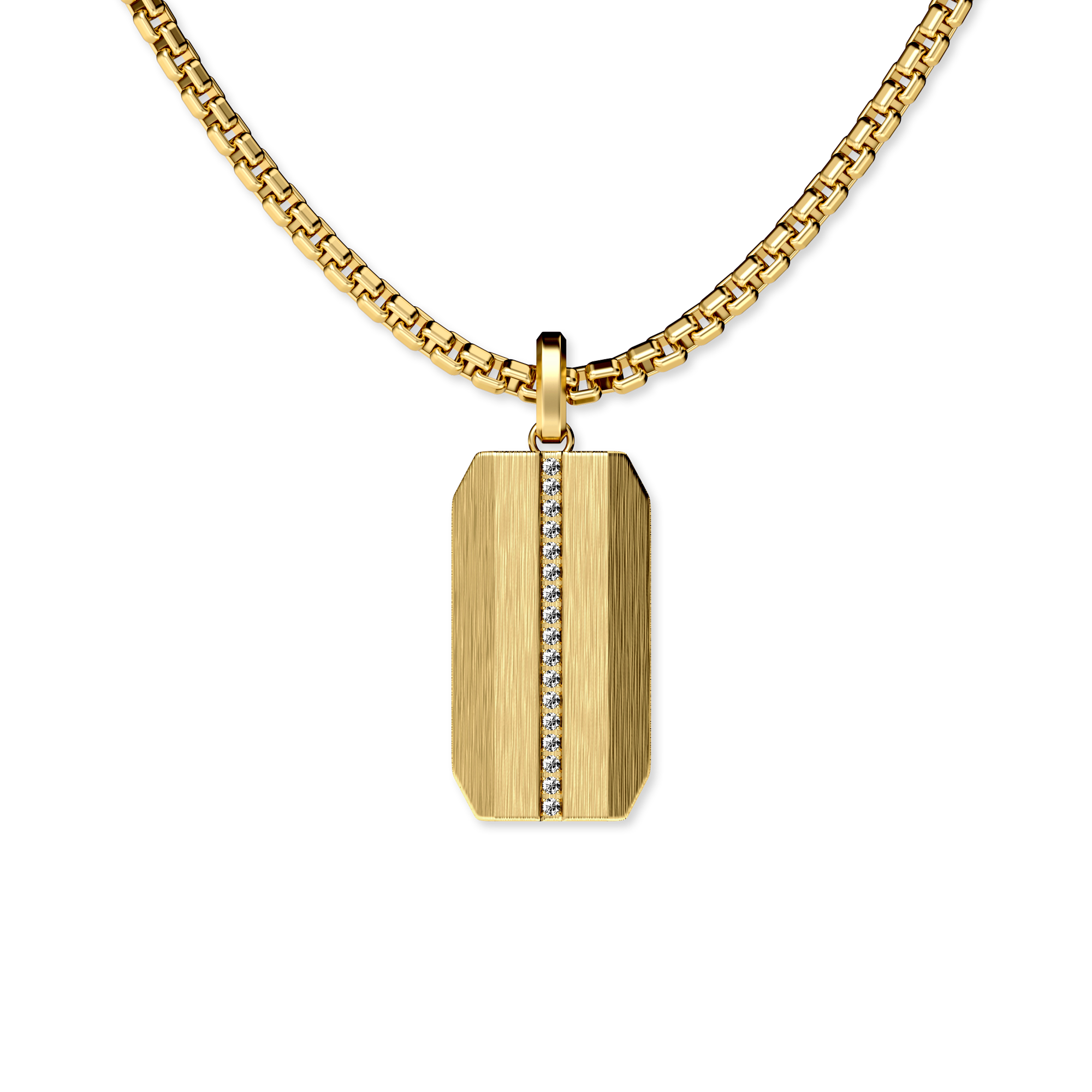 Linear Dog Tag Pendant, White Diamond - PASCAL