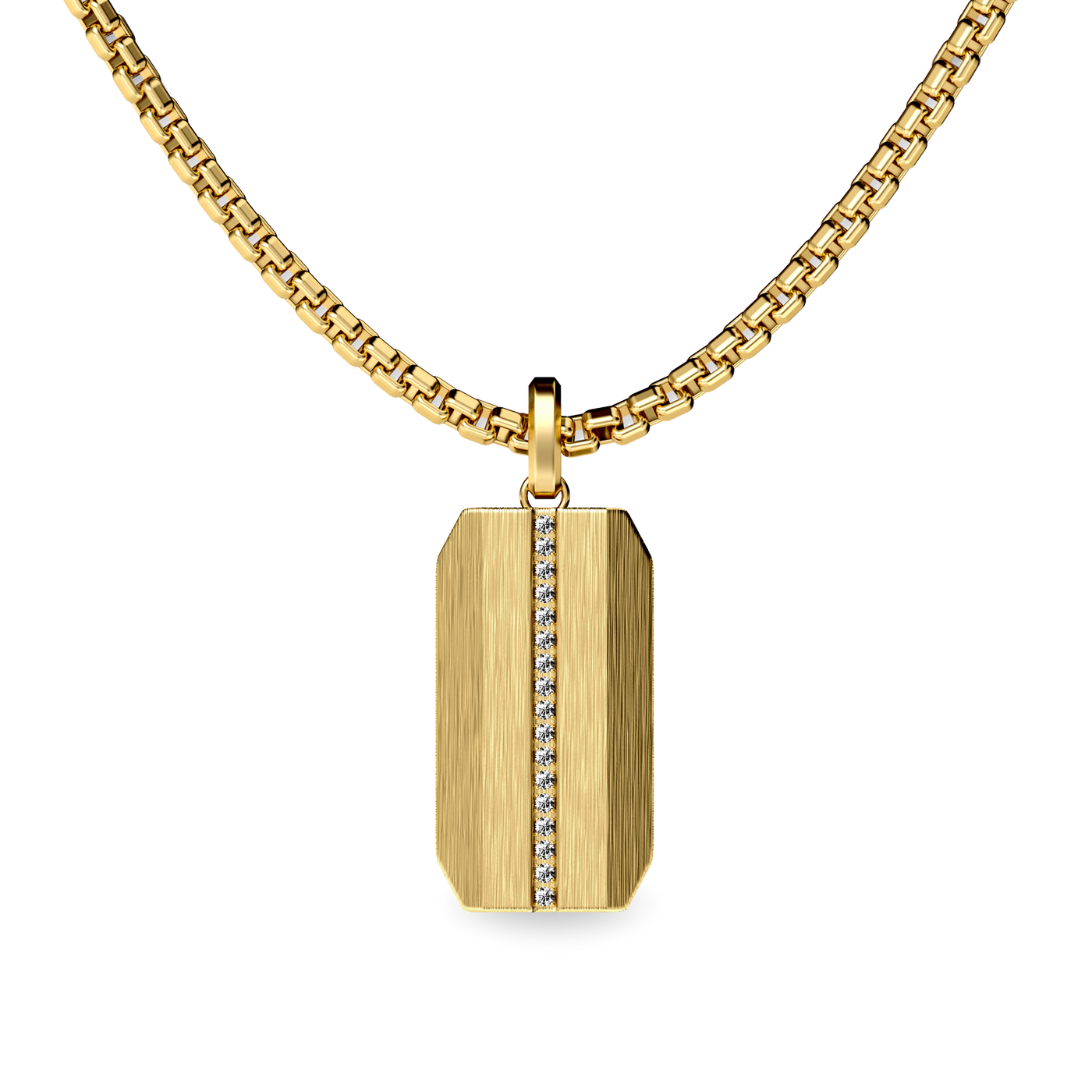 Linear Dog Tag Pendant, White Diamond - PASCAL