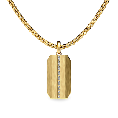 Linear Dog Tag Pendant, White Diamond - PASCAL