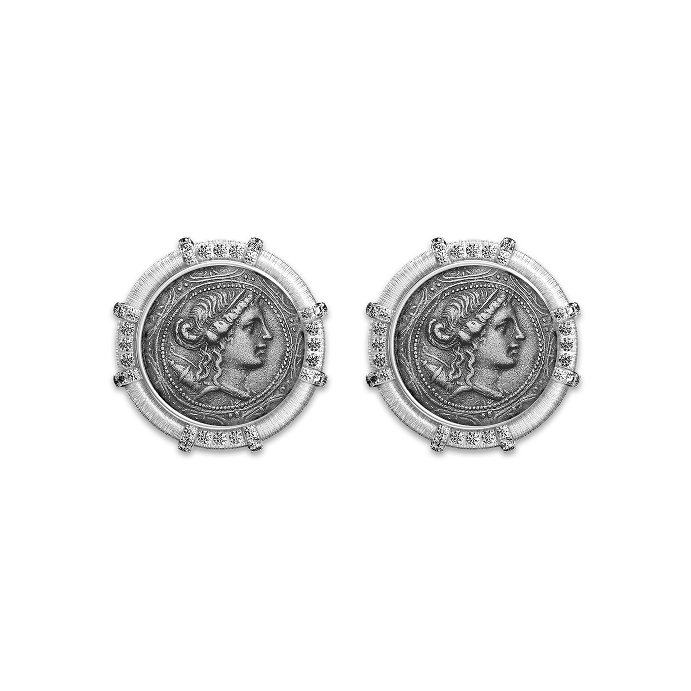 Pendientes de moneda 'The Great Civitas' Artemis, diamante blanco