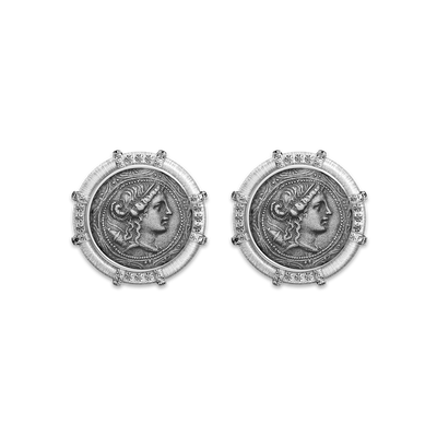 Pendientes de moneda 'The Great Civitas' Artemis, diamante blanco