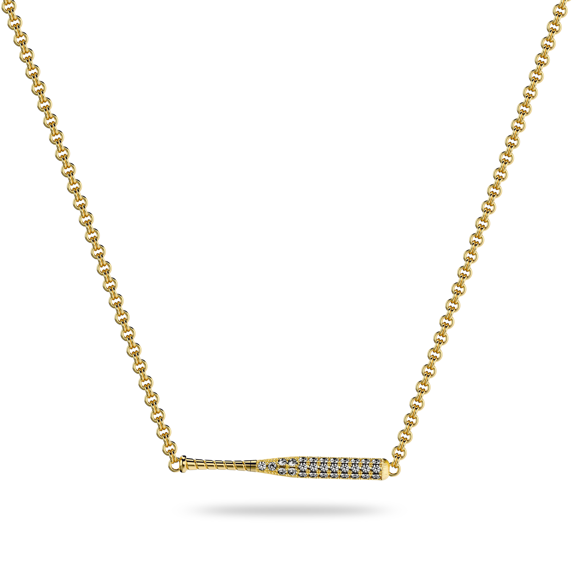 The Baseball Bat Necklace, White Diamond Pavé - PASCAL#color_18k-yellow-gold-vermeil-white-diamond