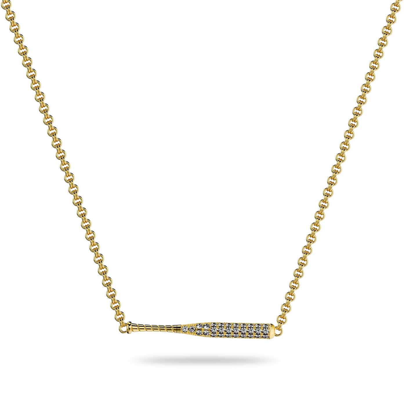 The Baseball Bat Necklace, White Diamond Pavé - PASCAL#color_18k-yellow-gold-vermeil-white-diamond