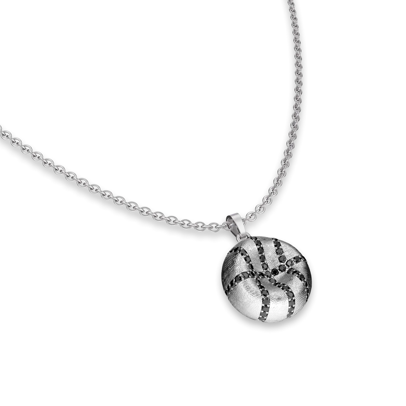 'The Basketball' Leaking Ball Pendant, Black Diamond Pavé